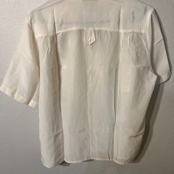 Vtg Epitomé 100% Silk Short Sleeve Blouse Cream Color Size 12 Woman’s W. Pocket - Picture 5 of 7